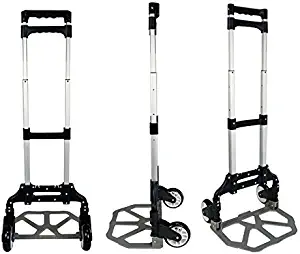 Aluminium Portable Folding Collapsible Push Truck Hand Trolley Luggage Hand Cart and Dolly 176Lbs/ 80Kg Ideal for Home, Auto, Office,Travel Use (Black)
