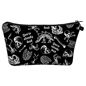 Chris.W Halloween Makeup Bag Toiletry Pouch Waterproof Cosmetic Organizer with Zipper Clouser, Black