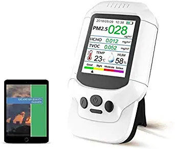 Air Quality Monitor, Formaldehyde Detector, Temperature & Humidity Meter, Pollution Tester, Sensor; Detect PM2.5/PM10/PM1.0 Micron Dust, Test Indoor TVOC Volatile Organic Compound Gas; eBook