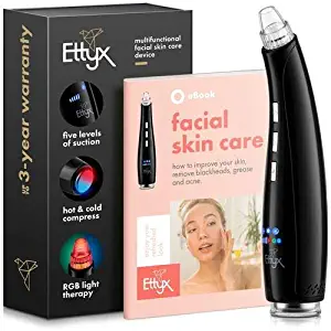 Multi-Functional Pore Vacuum Facial Skin Care Tool – Blackhead Remover & Light Therapy for Acne Scars, Discoloration, Anti Aging – Rechargeable Face Suction Pore Cleanser Extractor Tool by EttyX