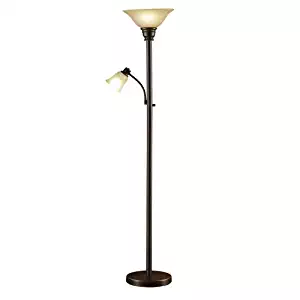 Catalina Lighting 18223-002 Kerrington Torchiere Floor Lamp with Adjustable Reading Light and Glass Shades, Oil Rubbed Bronze