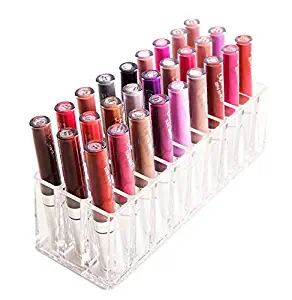 FAJ Shatterproof Extra Thick Acrylic Lipgloss Makeup Organizer, 27 Spaces (3 Bonus), Vanity Display, Countertop or Drawer Lip Gloss, Liquid Lipstick Holder