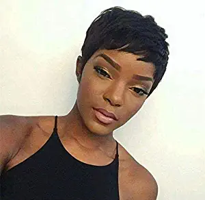 Human Hair Wigs Pixie Cut Wigs Short Brazilian Virgin Human Hair Wigs for Black Women (6inch, 1b)