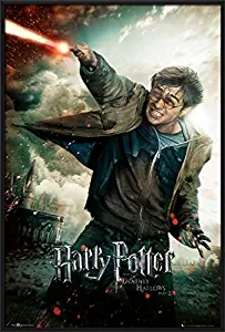 Harry Potter and The Deathly Hallows - Part 2 - Framed Movie Poster/Print (Regular Style B - Harry with Wand) (Size: 24 inches x 36 inches)