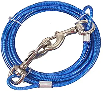 Pet Tie Out Cable for Dogs - Double Heads Steel Wire Tieout Leash Chew Resistant Dogs Metal Leash for Camping Outdoor Yard