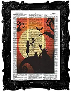 Nightmare Before Christmas Movie Poster Jack Skellington Sally Horror Movie Dictionary Art Print