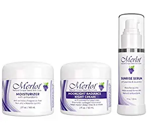 MOISTURIZING KIT BY MERLOT - MOISTURIZER + NIGHT CREAM + SERUM - DAILY MOISTURIZING KIT - 3 PIECE KIT