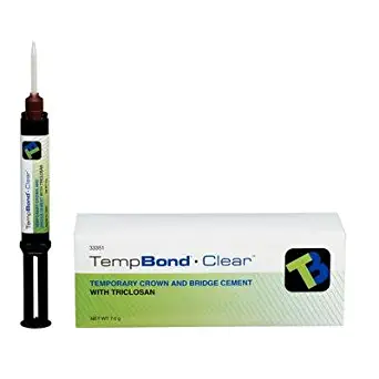 Kerr 33351 Temp-Bond Temporary Dental Cement Automix Syringe with Triclosan, Contains 1 Syringe (6 g Each) 10 Mixing Tips, Clear