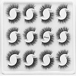 12pair Mink False Eyelashes Messy Cross Soft Cotton Stalk Natural Short Fake Smoke Banquet Makeup Eye Lashes,12pair 4