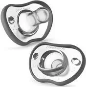 Nanobebe Pacifiers 3+ Month - Orthodontic, Curves Comfortably with Face Contour, Award Winning for Breastfeeding Babies, 100% Silicon - BPA Free. Perfect Baby Registry Gift 2pk, Grey