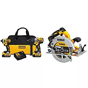 DEWALT DCK299M2 20V MAX XR 4.0Ah Premium Cordless Hammerdrill & Impact Driver Combo Kit with DCS570B7-1/4" (184mm) 20V Cordless Circular Saw with Brake (Tool Only)