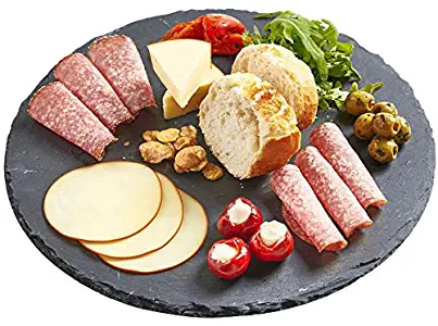 Slate Cheese Boards 7.8 inch Solid Stone Tray Charcuterie Boards, Cheese and Meat Serving Board for Home, Restaurant,Cafe Use (Round)