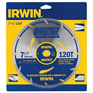IRWIN Tools MARATHON Vinyl Siding Corded Circular Saw Blade, 7 1/4-inch, 120T (11830)
