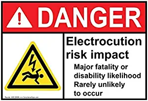 liuKen Danger Electrocution Risk Impact Major Funny Warning Signs for Property Aluminum for Home Electrical OSHA Safety Hazard Sign 8