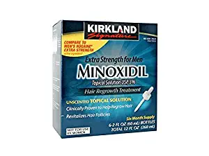 Kirkland Minoxidil 5% Topical Solution Extra Strength Hair Regrowth Treatment for Men Dropper Applicator Included (1 month to 24 month supplies available) (6 month supply)