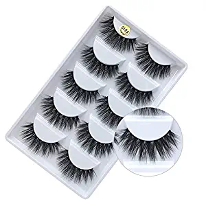 3D False Eyelashes, 3D Faux Mink Fake Eyelashes Handmade Dramatic Thick Crossed Cluster False Eyelashes Black Nature Fluffy Long Soft Reusable,Style 1 (5 Pairs)