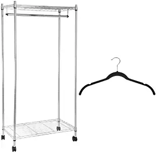 AmazonBasics Garment Rack and Velvet Shirt/Dress Hangers (50-Pack)