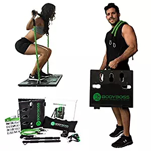 BodyBoss Home Gym 2.0 - Full Portable Gym Home Workout Package + 1 Set of Resistance Bands - Collapsible Resistance Bar, Handles - Full Body Workouts for Home, Travel or Outside