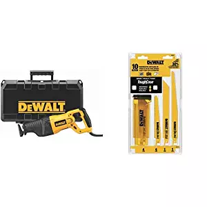 DEWALT DW311K 13-Amp Reciprocating-Saw with DEWALT DW4898 Bi-Metal Reciprocating Saw Blade Set with Case, 10-Piece