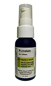 Porcelain 20% Vitamin C + E with Advanced Peptides (Matrixyl 3000 & Argireline), Alpha Lipoic Acid (ALA), DMAE and Hyaluronic Acid ǀ the Most POTENT Daily Age Defying Treatment Available, Best Natural & Organic Anti Aging Formula Neutralizing Free Radicals, Helps Repair Sun Damage, Stimulates Collagen, Repairs Wrinkles & Fades Age Spots, Brightens Dark Spots, Hyperpigmentation & Discoloration | Gives Skin a Radiant & Youthful Glow | NO Propylene Glycol, NO Parabens, NO Petroleum, NO Alcohol