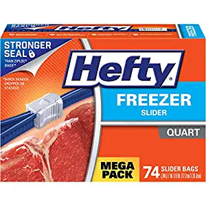 Hefty Slider Freezer Bags - Quart, 74 Count