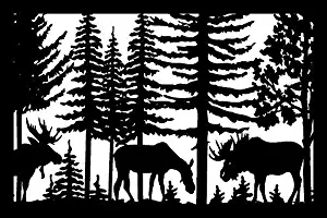 AJD Designs Log Home Metal Balcony Panel Insert is 24 x 36 Two Bull Moose and Cow Metal