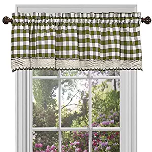 Achim Home Furnishings Buffalo Check Window Curtain Valance, 58" x 14", Sage & Ivory