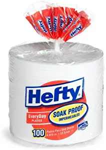 Hefty 8.87-Inch Foam Plates, 100-Count Bags (Pack of 6)