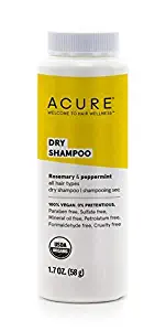 ACURE Dry Shampoo - All Hair Types | 100% Vegan | Certified Organic | Rosemary & Peppermint - Absorbs Oil & Removes Impurities Without Water | 1.7 Fl Oz