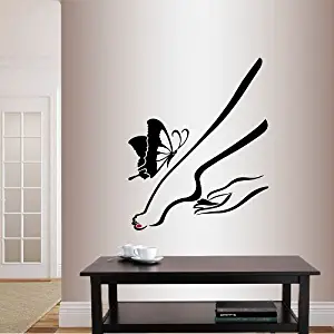 In-Style Decals Wall Vinyl Decal Home Decor Art Sticker Girl Woman Hand and Foot Body Care Pedicure Nails Massage Butterfly Beauty Spa Salon Room Removable Stylish Mural Unique Design 2166