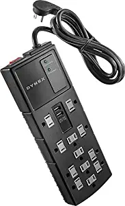 Dynex 12-Outlet/2-USB Surge Protector Black