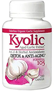 Kyolic Aged Garlic Extract Formula 105 Detox & Anti-Aging, 200 Capsules