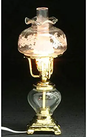 Dollhouse Miniature Etched Clear Hurricane Table Lamp