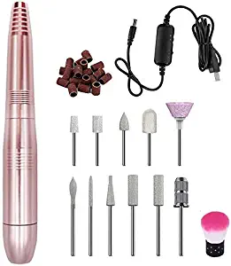 Electric Nail File Acrylic Nails Kit Professional Portable Nail Drill Electric Manicure Pedicure Tools for Home Use DIY Nail Art Nail Salon Nail Polisher Set Rose Gold