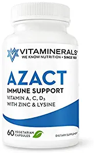 VITAMINERALS® 25 AZACT | Vitamins A, C, D3, ZINC, LYSINE, QUERCETIN | 60 Vegetable Capsules