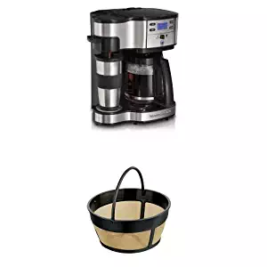 Hamilton Beach Single Serve Coffee Brewer and Full Pot Coffee Maker and 80675 Permanent Gold Tone Filter Bundle