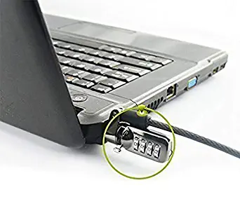 RUBAN 6.2 Feet Universal Notebook Laptop Combination Lock Security Cable,Theft Deterrent, 4 Digit Password Protection, for Desktop Computer, Black
