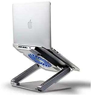 MagicHold Height Viewing Angle Adjustable Laptop Stand Riser with Cooling Fan and 4 USB Hub, Tablet Stand Compatible with IPAD,/IPAD PRO,E-Book, Laptop/Notebook Office Desk Stand Mount Workstation