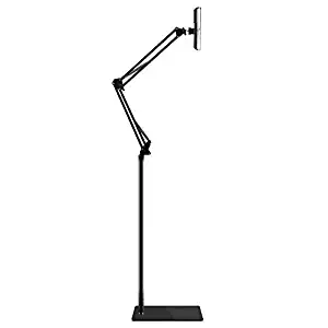 Spessn Adjustable Floor Stand Universal 360-degree Rotatable Metal Tablet Holder Compatible Samsung Galaxy Tab and Phones(Black)