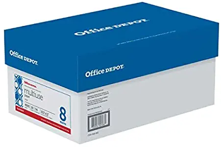 Office Depot(R) Brand Multiuse Paper, Letter Size Paper, 94 (U.S.) Brightness, 20 Lb, White, 500 Sheets Per Ream, Case Of 8 Reams